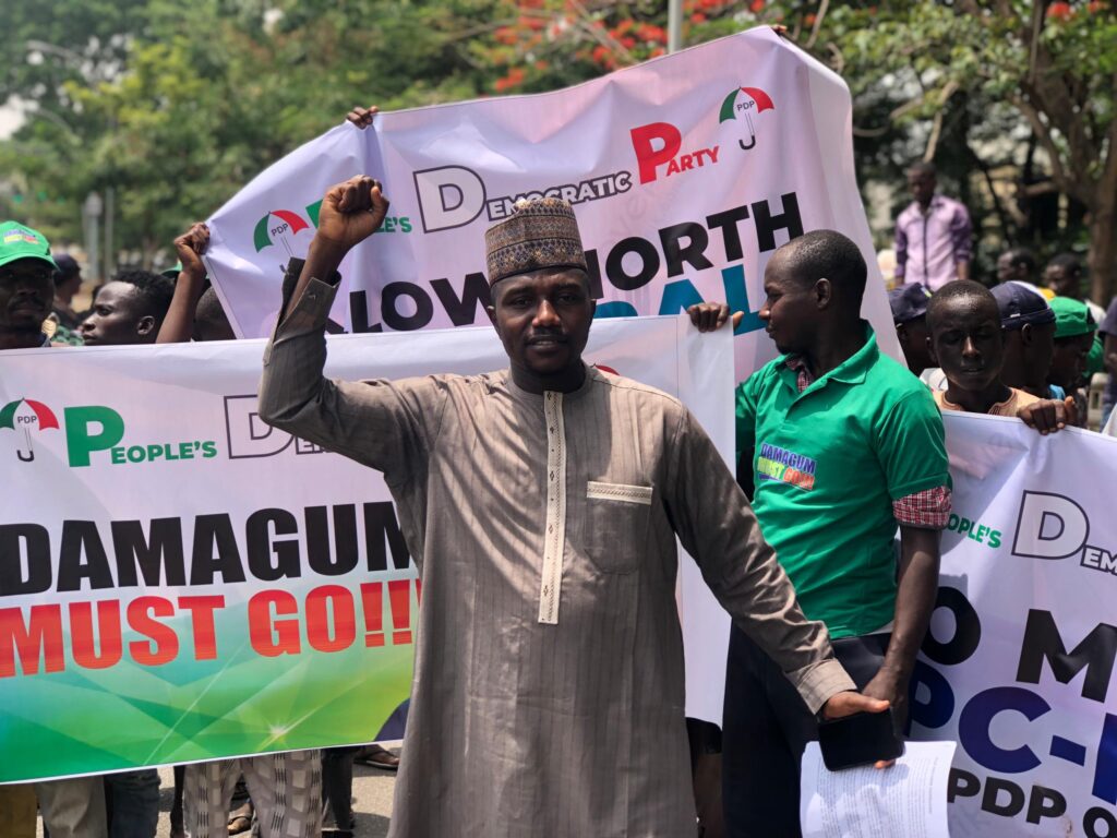 Damagun must go protest rocks PDP National Headquarters